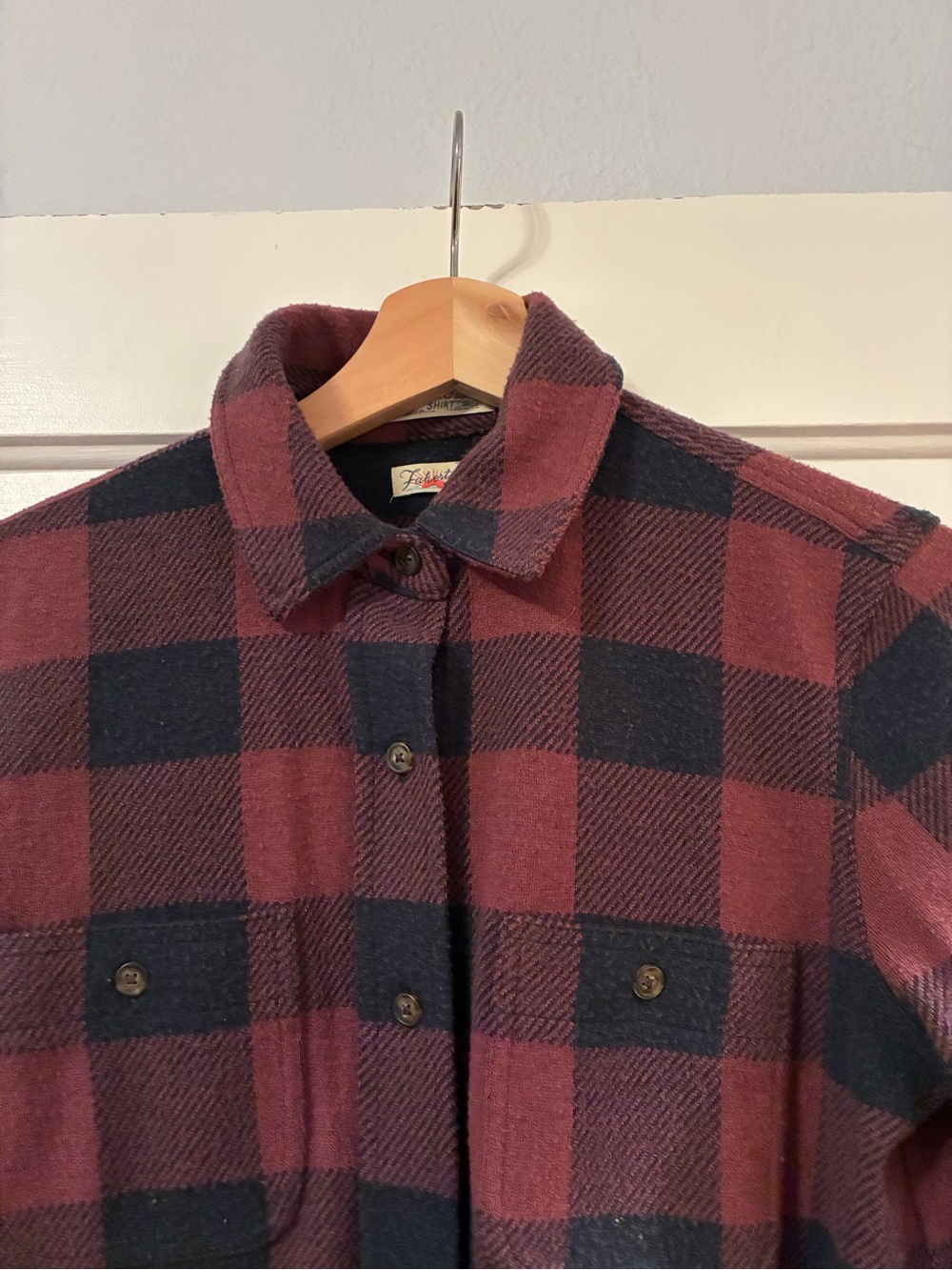 Faherty Legend™ Sweater Shirt  Burgundy/Navy Plaid Women’s XS - Picture 3 of 6